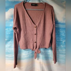 MinkPink Ladies Size Medium Blush colored Button Up‎ Cardigan